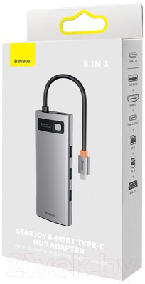 USB-хаб Baseus Metal Gleam Series 8-in-1 / WKWG050013 (серый)