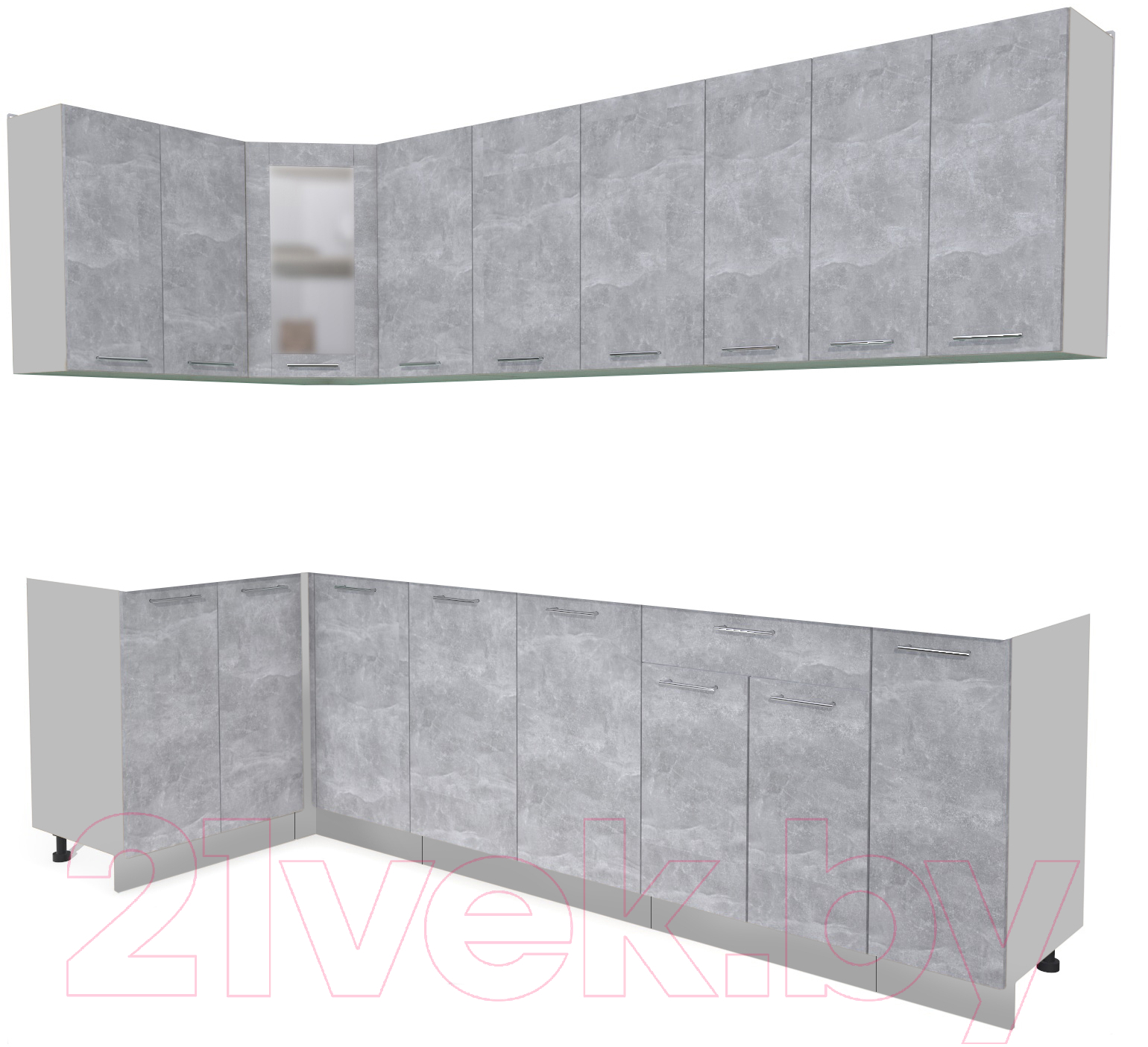 Кухонный гарнитур Interline Мила 12x27 без столешницы (бетон)