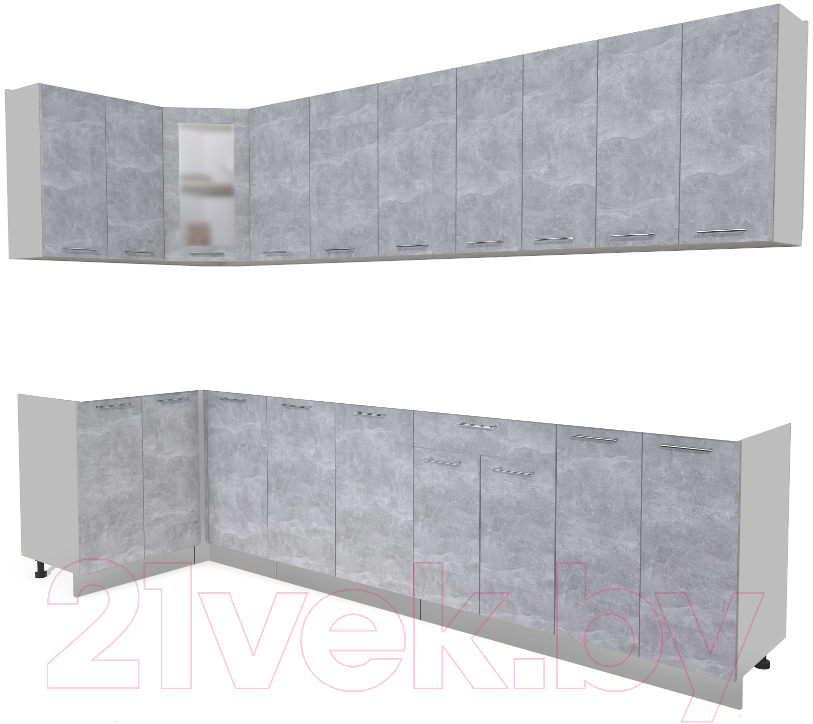 Кухонный гарнитур Interline Мила 12x30 без столешницы (бетон)