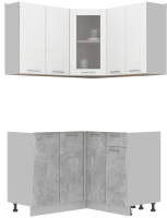 Кухонный гарнитур Интерлиния Мила 12x12 без столешницы (белый платинум/бетон) - 