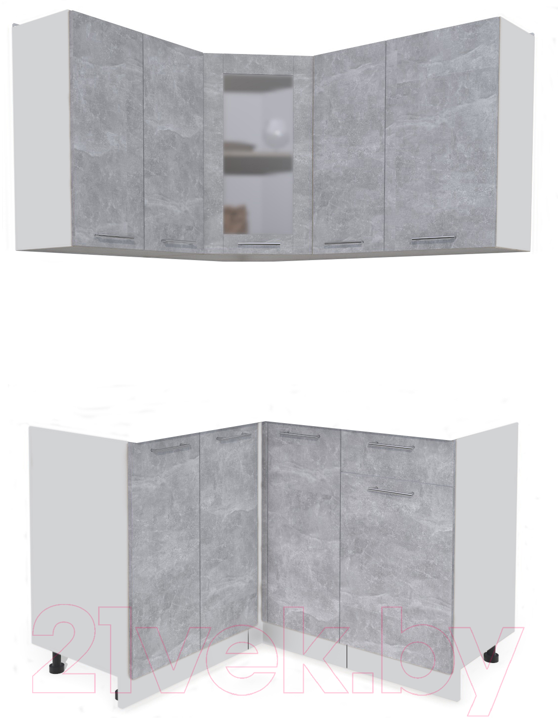 Кухонный гарнитур Interline Мила 12x13 без столешницы (бетон)