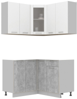 Кухонный гарнитур Интерлиния Мила 12x13 без столешницы (белый платинум/бетон) - 