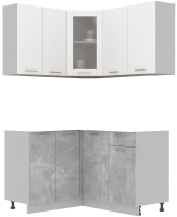 Кухонный гарнитур Интерлиния Мила 12x14 без столешницы (белый платинум/бетон) - 