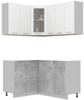 Кухонный гарнитур Интерлиния Мила 12x15 без столешницы (белый платинум/бетон) - 