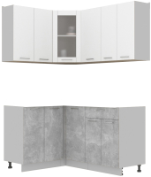Кухонный гарнитур Интерлиния Мила 12x16 без столешницы (белый платинум/бетон) - 