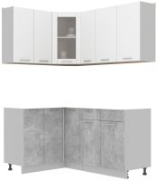 Кухонный гарнитур Интерлиния Мила 12x17 без столешницы (белый платинум/бетон) - 