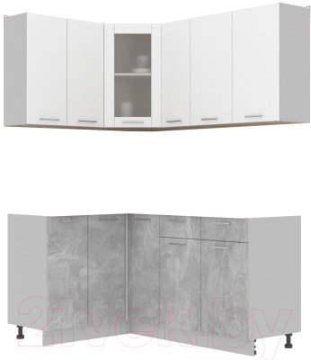 Готовая кухня Интерлиния Мила 12x17 без столешницы (белый платинум/бетон)