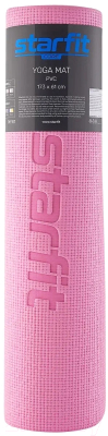 Коврик для йоги и фитнеса Starfit FM-101 PVC (183x61x0.8см, розовый пастель)