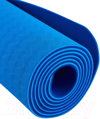 Коврик для йоги и фитнеса Starfit FM-201 TPE (183x61x0.6см, синий/темно-синий)