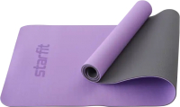 Коврик для йоги и фитнеса Starfit FM-201 TPE (183x61x0.6см, фиолетовый пастель/серый) - 