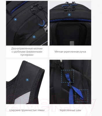 Школьный рюкзак Grizzly RB-350-3 (черный/синий)