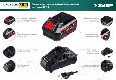Аккумулятор для электроинструмента Зубр АКБ-С1-18-2