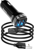Зарядное устройство автомобильное Hoco Z40 + кабель Lightning (черный) - 