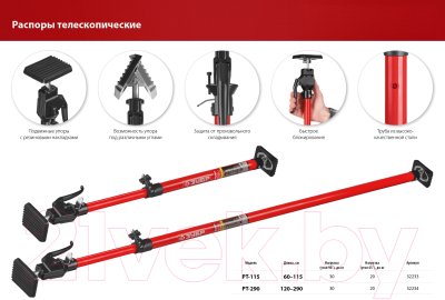 Распорка телескопическая Зубр РТ-290 / 32234