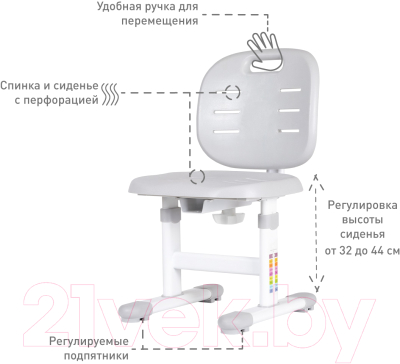 Парта+стул Anatomica Study-80 Lux Lux 02 с надстройкой и ящиком (белый/серый/серый)