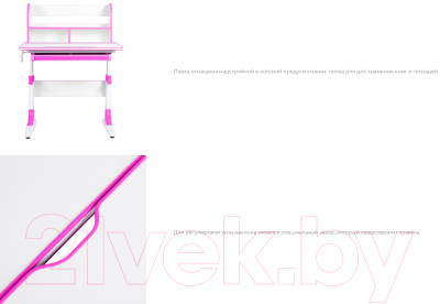 Парта+стул Anatomica Study-80 Lux Lux 02 с надстройкой и ящиком (белый/серый/серый)