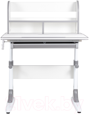 Парта+стул Anatomica Study-80 Lux Lux 01 с надстройкой и ящиком (белый/серый/серый)