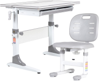 Парта+стул Anatomica Study-80 Lux 02 с ящиком (белый/серый/серый) - 