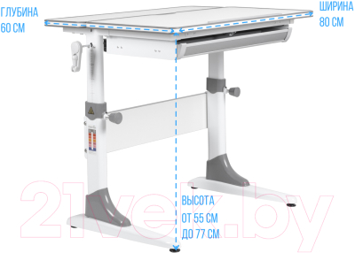 Парта+стул Anatomica Study-80 Lux 02 с ящиком (белый/серый/серый)