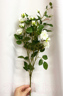 Искусственное растение Артфлора Роза кустовая мелкая / 110018 (белый)
