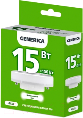 Лампа Generica LED T80 таблетка 15Вт 230В 4000К GX53 / LL-T80-15-230-40-GX53-G