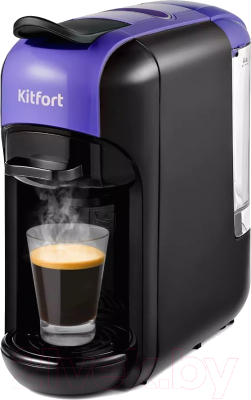 Капсульная кофеварка Kitfort KT-7105-1 3 в 1 (черно-фиолетовый)