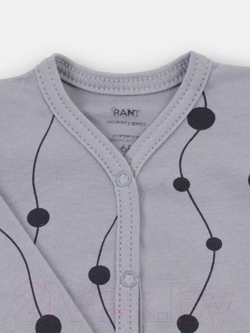 Боди для малышей Rant Hugs And Kisses С длинным рукавом / 6473-74 (Pattern Grey, р.74) — фото 2