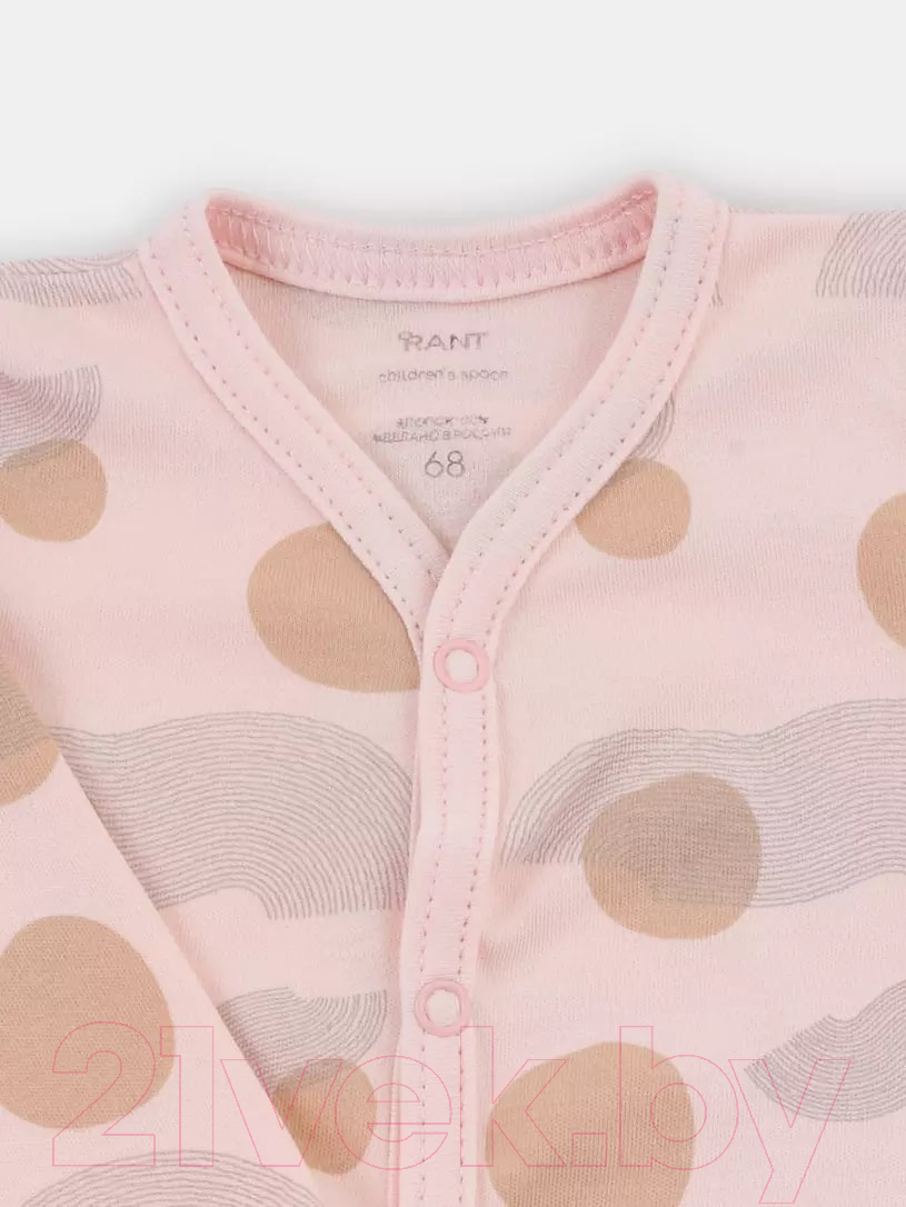 Боди для малышей Rant Hugs And Kisses С длинным рукавом / 6473/3-74 (Pattern Pink, р.74) — фото 2