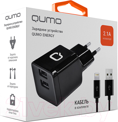 Зарядное устройство сетевое Qumo Energy Charger 0002 / Q20780 (черный)