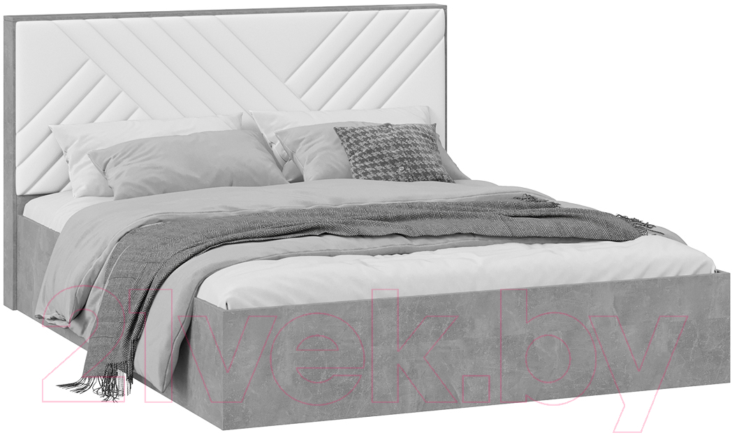 Двуспальная кровать ТриЯ Хилтон универсальная тип 1 с ПМ 160x200 (ателье светлый/белый) — фото 1