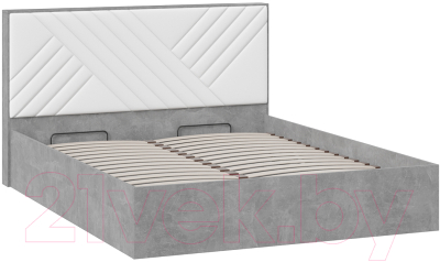 Двуспальная кровать ТриЯ Хилтон универсальная тип 1 с ПМ 160x200 (ателье светлый/белый)