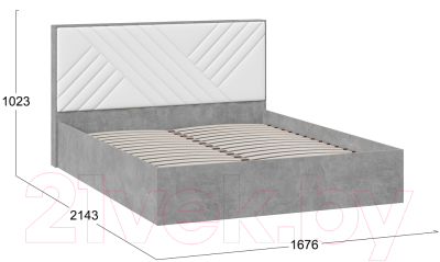 Каркас кровати ТриЯ Хилтон универсальный тип 1 160x200 (ателье светлый/белый)