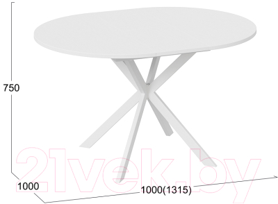 Обеденный стол ТриЯ Мэдисон раздвижной тип 1 (белый муар/белый)