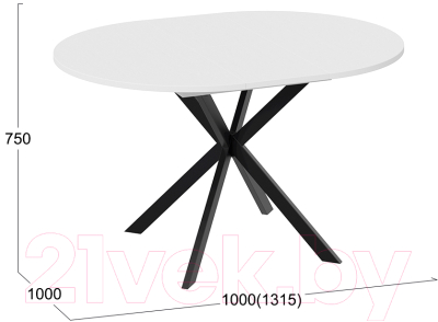 Обеденный стол ТриЯ Мэдисон раздвижной тип 1 (черный муар/белый)