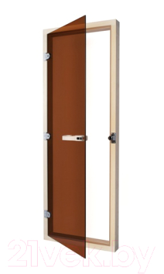 Стеклянная дверь для бани/сауны Sawo 7/19 с порогом / 730-4SGА (бронза)