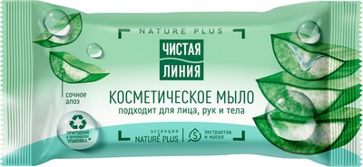 Мыло твердое Чистая Линия Косметическое алоэ (75г) - 