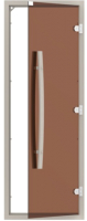 Стеклянная дверь для бани/сауны Sawo 7/19 с порогом и изогнутой ручкой / 741-4SGA (бронза/осина) - 
