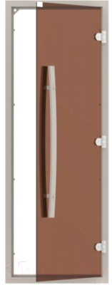 Стеклянная дверь для бани/сауны Sawo 7/19 с порогом и изогнутой ручкой / 741-4SGA (бронза/осина)