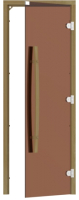 Стеклянная дверь для бани/сауны Sawo 7/19 правая с изогрутой ручкой / 741-3SGD-R-1 (бронза/кедр) - 