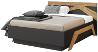 Полуторная кровать Мебель-КМК 1400 Скандинавия 0905.4 (графит/дуб наварра) - 