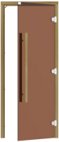 Стеклянная дверь для бани/сауны Sawo 7/19 левая с прямой ручкой / 741-3SGA-L-3 (бронза/осина) - 