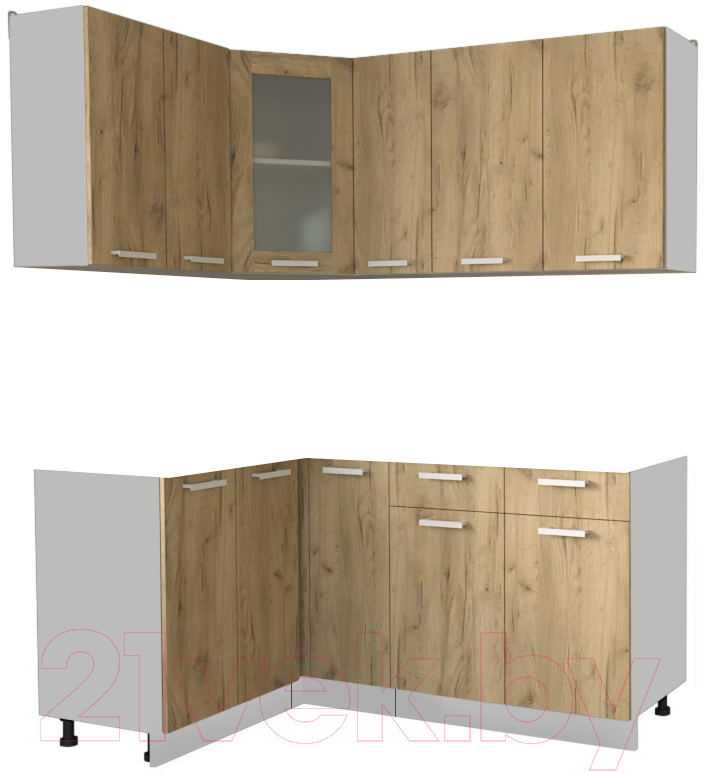 Кухонный гарнитур Интерлиния Мила 12x17 без столешницы