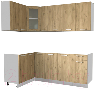 Кухонный гарнитур Интерлиния Мила 12x21 без столешницы (дуб золотой)