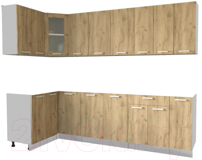 Готовая кухня Интерлиния Мила 12x27 без столешницы (дуб золотой)