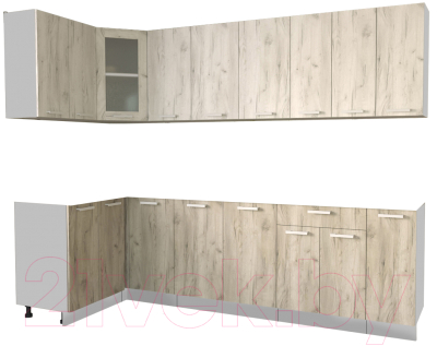 Готовая кухня Интерлиния Мила 12x27 без столешницы (дуб белый/дуб серый)
