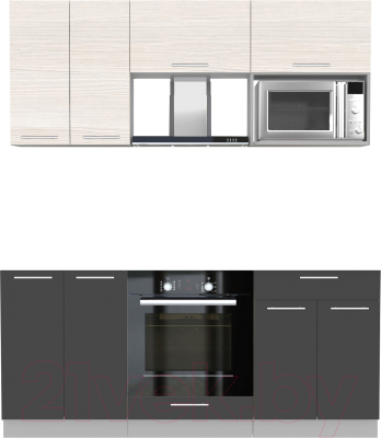 Готовая кухня Интерлиния Мила 1.8 ВТ без столешницы (вудлайн кремовый/антрацит)