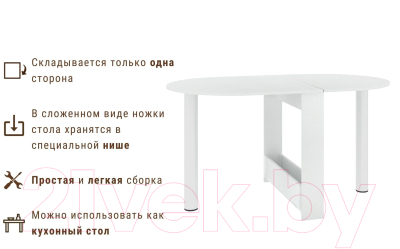 Стол-книга Кортекс-мебель Бон 1 (белый)