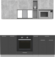 Кухонный гарнитур Интерлиния Мила 2.0 ВТ без столешницы (бетон/антрацит) - 