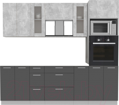 Готовая кухня Интерлиния Мила 2.4 ВТ без столешницы (бетон/антрацит)
