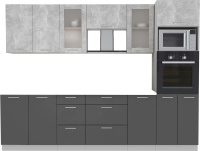 Кухонный гарнитур Интерлиния Мила 2.8 ВТ без столешницы (бетон/антрацит) - 